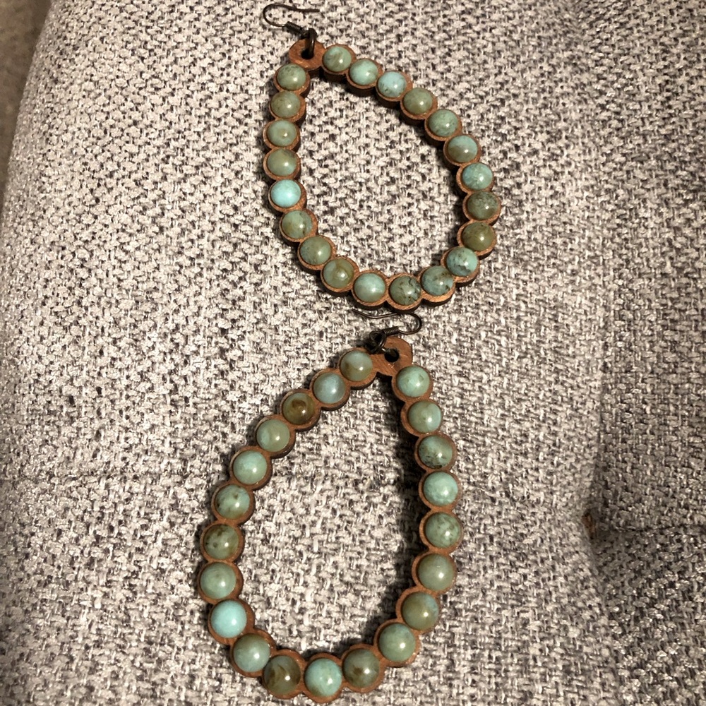 Sookie Sookie wooden tear-drop earrings